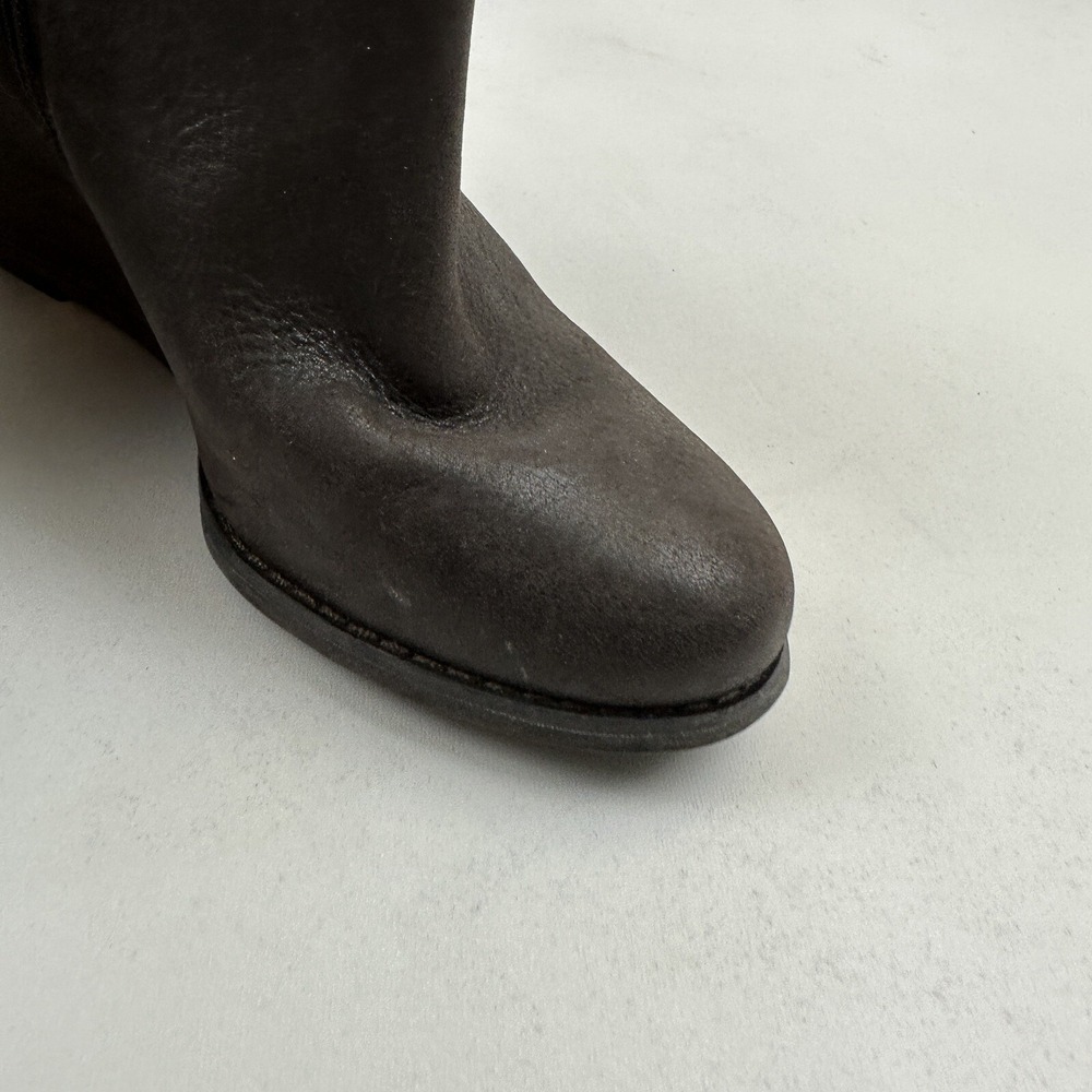 Lucky Brand Yorque Wedge Boots Size 9.5 Brown Leather Faux Fur Lined Side Zip - Picture 9 of 12